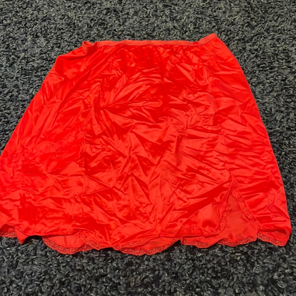 Red lace mini skirt